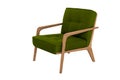 Green fabric and wood armchair modern designer Royalty Free Stock Photo