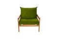 Green fabric and wood armchair modern designer Royalty Free Stock Photo