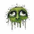 Green Face Comic: Fluid Surrealism In Alien Worlds Royalty Free Stock Photo