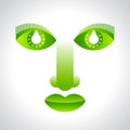 Green face eco with bulb Royalty Free Stock Photo