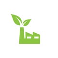 Green factory with leaf vector icon. Eco friendly symbol. Royalty Free Stock Photo