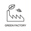 green factory outline icon. Element of enviroment protection icon with name for mobile concept and web apps. Thin line green Royalty Free Stock Photo