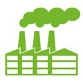 Green factory pictogram. Vector ecological industry icon illustration.