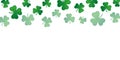 Green falling shamrock clover background on white