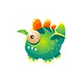 Green Fantastic Friendly Pet Dragon With One Eye Fantasy Imaginary Monster Collection