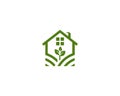 Green Farm Home Landscape Logo Design Royalty Free Stock Photo