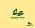 green farm logo creative agriculture landscape vector design