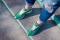 Green fashionable sneakers