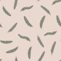 Green feathers seamless pattern on pink background Royalty Free Stock Photo