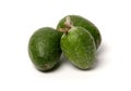 Green feijoa fruits on white background
