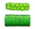 Green fence or hedge set. Shrubs and bushes of different shapes for public park, garden vector illustration Royalty Free Stock Photo