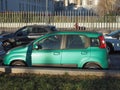 green Fiat Panda car in Turin Royalty Free Stock Photo