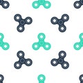 Green Fidget spinner icon isolated seamless pattern on white background. Stress relieving toy. Trendy hand spinner Royalty Free Stock Photo