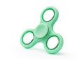 Green fidget spinner isolated on white background. Stress relieving toy