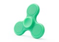 Green fidget spinner isolated on white background. Stress relieving toy