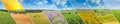 green field and blue sky with light clouds. Collage.Wide photo Royalty Free Stock Photo