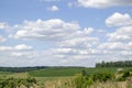 green field and blue sky with light clouds Royalty Free Stock Photo