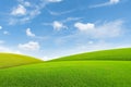 green field and blue sky with light clouds, Sunset in German summer field Royalty Free Stock Photo