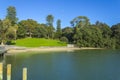 Green Field and Calm Water at Judges Bay Parnell Auckland New Zealand Royalty Free Stock Photo