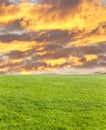 Green field and fire cloud Royalty Free Stock Photo