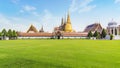 Green field and Grand palace temple
