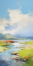 Landscape Painting Of Tundra On Water: Dynamic Brushwork In The Style Of Iryna Yermolova