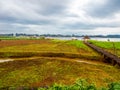 Green field and Mekong river during sunrise Royalty Free Stock Photo