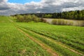 Green field and road to anywhere