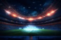 green field in soccer stadium. ready for game in the midfield Generative AI Royalty Free Stock Photo