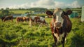 Green Field With Two Silos Royalty Free Stock Photo