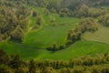 Green fields in the valley Osona, Catalonia Spain