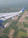 Green fields view from aeroplane