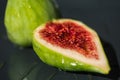 Green fig on the plate