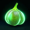 Green figs on a black background. Vector illustration of fruit. AI generated