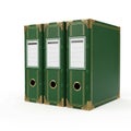 Green file binders stacked, isolated on white background Royalty Free Stock Photo