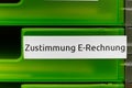 Green file folder with zustimmung e-rechnung label Royalty Free Stock Photo