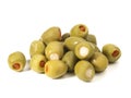 Green filled Olives on white Background - Isolated