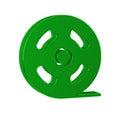 Green Film reel icon isolated on transparent background.
