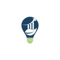 Green finance leaf bulb shape concept logo template