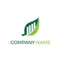 Green finance leaf logo template with profit bar