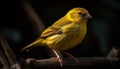 Green finch singing on branch, nature beauty generated by AI