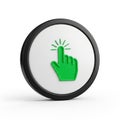 Green Finger Pointer Icon with Rays on White Circular Button with Black Border click cursor Royalty Free Stock Photo