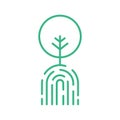 Green finger print tree line icon. Zero emission concept. Environment conservation. Royalty Free Stock Photo