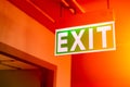 Green fire exit sign light at emergency Royalty Free Stock Photo