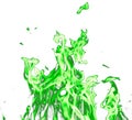 Green fire flames on a white background Royalty Free Stock Photo