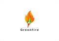Green fire  logo and icon design template Royalty Free Stock Photo