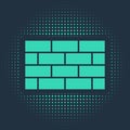 Green Firewall, security wall icon isolated on blue background. Abstract circle random dots. Vector Royalty Free Stock Photo