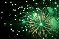 Green firework display isolated on a white and black background with a vibrant and dynamic design Royalty Free Stock Photo