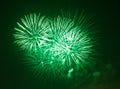 Green fireworks at night