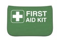 Green First Aid Kit Soft Bag with White Cross. 3d Rendering